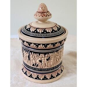 MARZIPAN & REMY Majolica Ironstone Tobacco Jar-Germany VINTAGE/1950s-60's